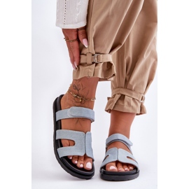 FJ1 Women's Cloth Velcro Slippers Light Blue Jose 2