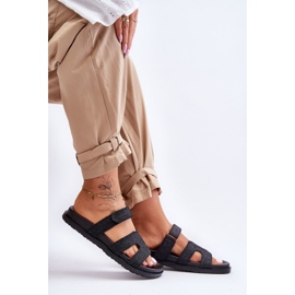 Women's Cloth Velcro Slippers Black Jose 1