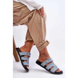 Women's Velcro Cloth Slippers Blue Lamirose 1