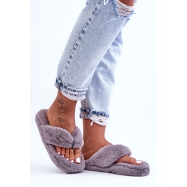 Women's Fur Slippers Grey 1