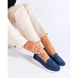 Women's moccasins Shelovet blue with a flexible sole 1