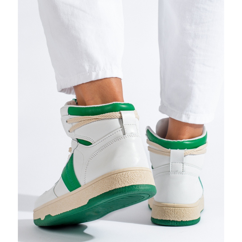 Shelovet women's sneakers high white and green 2 Shelovet women's sneakers high white and green 2