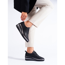Black leather wedge shoes by T.Sokolski 2