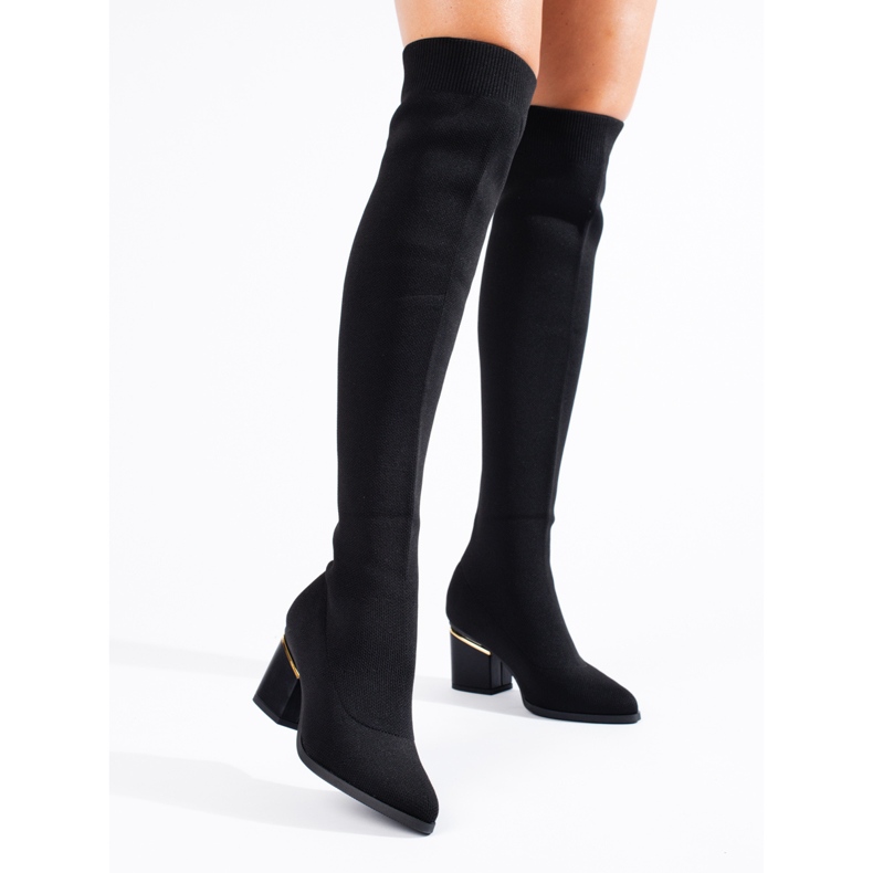Black women's textile Shelovet Thigh Highs 2 Black women's textile Shelovet Thigh Highs 2