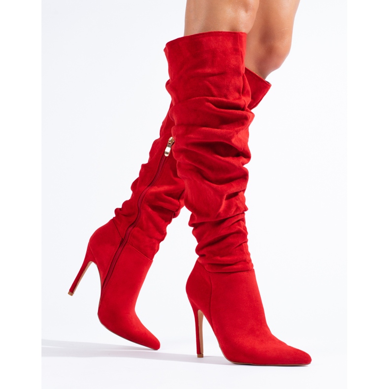 Red women's suede high heel boots from Shelovet 1 Red women's suede high heel boots from Shelovet 1