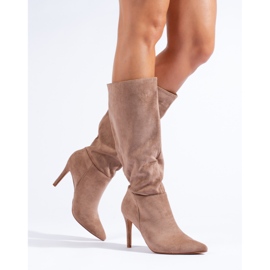 Dark beige suede heeled boots from Shelovet 1
