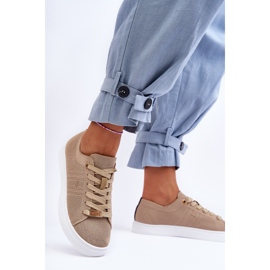 PE1 Women's Lace-up Sneakers Beige Etna 2