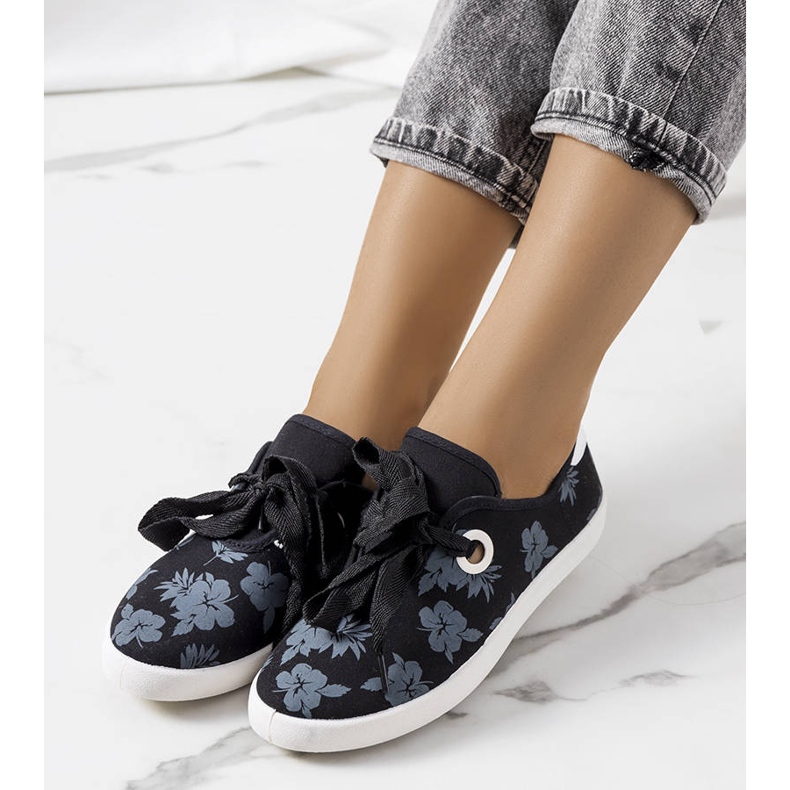 Black floral sneakers from Hurstie 1