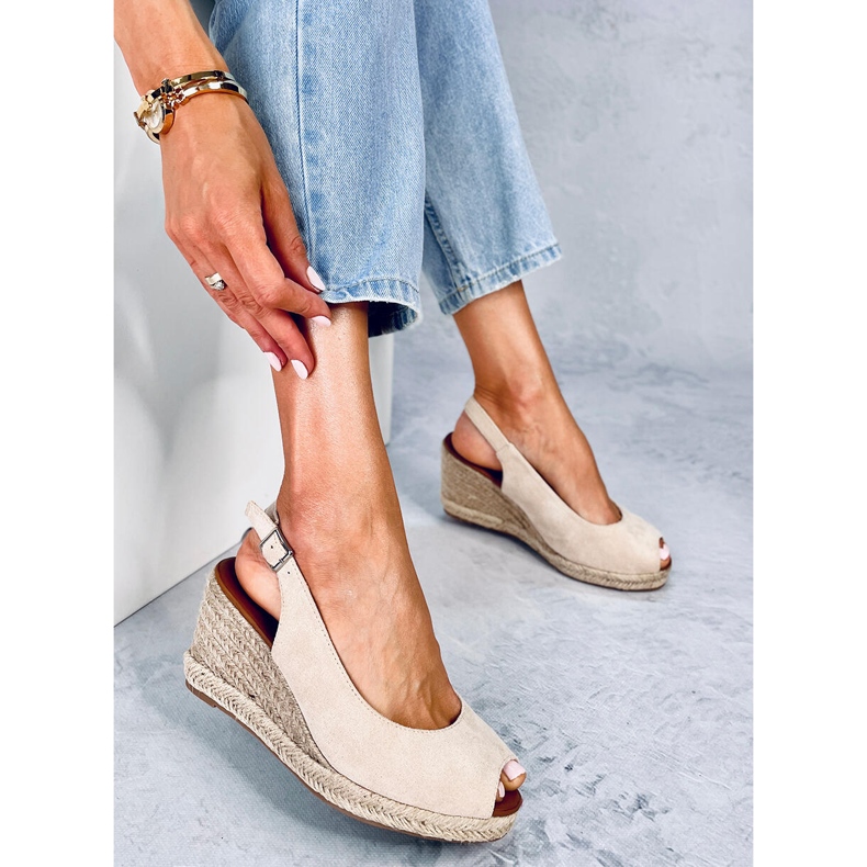 Nevil Beige open toe wedge espadrilles 2