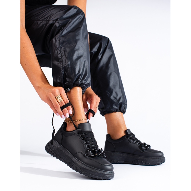 Women's black sneakers with a Shelovet chain 1 Women's black sneakers with a Shelovet chain 1