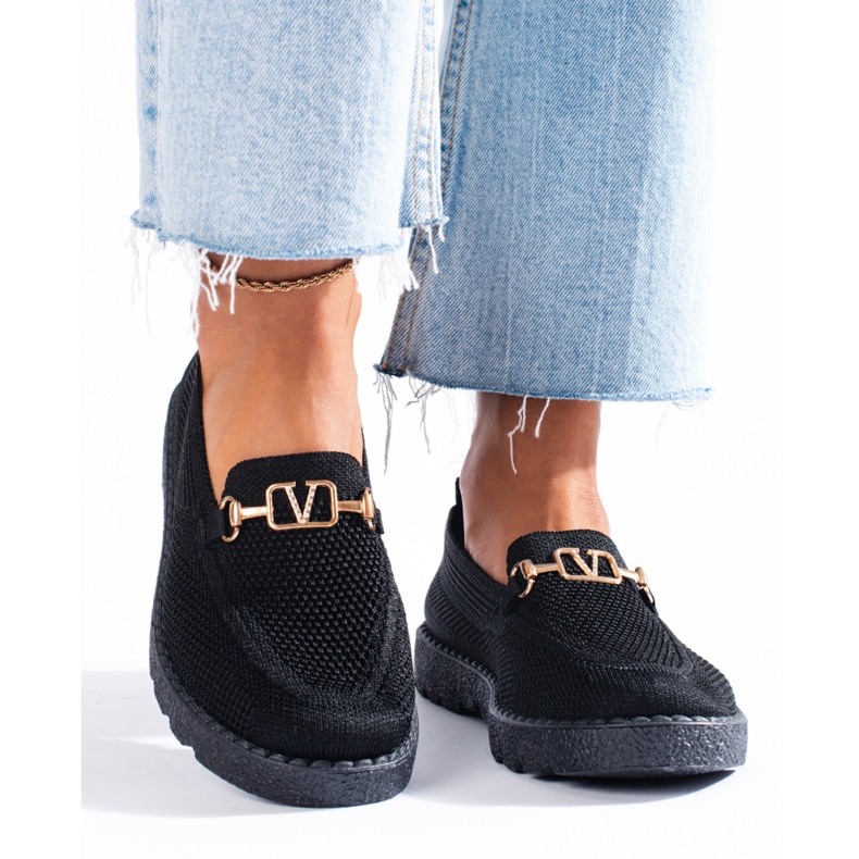 Women's textile moccasins Shelovet black 1