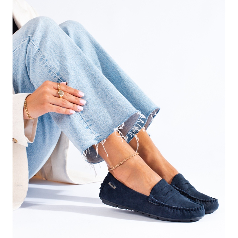 Comfortable slip-on women's navy blue Shelovet loafers 1
