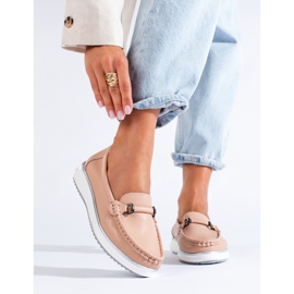 Classic women's Vinceza powder leather loafers pink 1