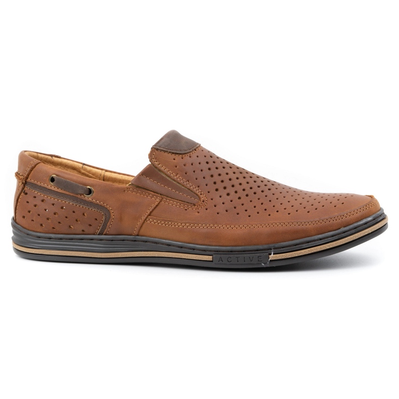 Polbut Men's leather shoes 09 for summer camel orange 1