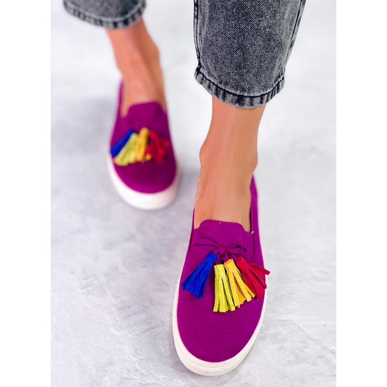 Salma Fuchsia fringe sneakers pink 1
