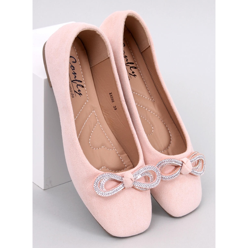 Suede ballerinas with a Serna Rosa bow pink 1