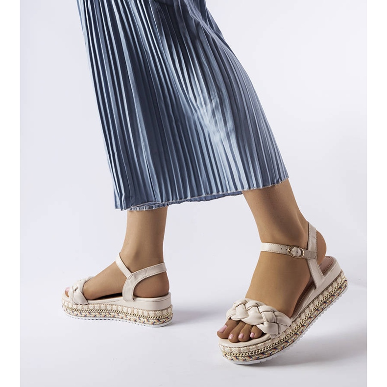 Beige platform sandals from Katrin green 1