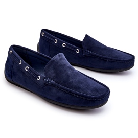 Men's Suede Slip-On Moccasins, Navy Blue 2
