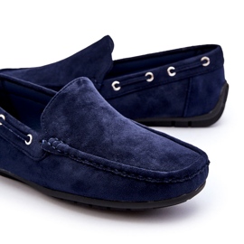 Men's Suede Slip-On Moccasins, Navy Blue 3