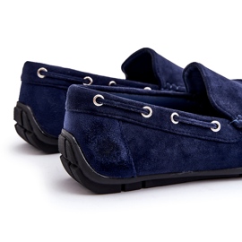 Men's Suede Slip-On Moccasins, Navy Blue 4