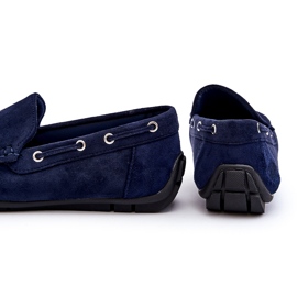 Men's Suede Slip-On Moccasins, Navy Blue 5