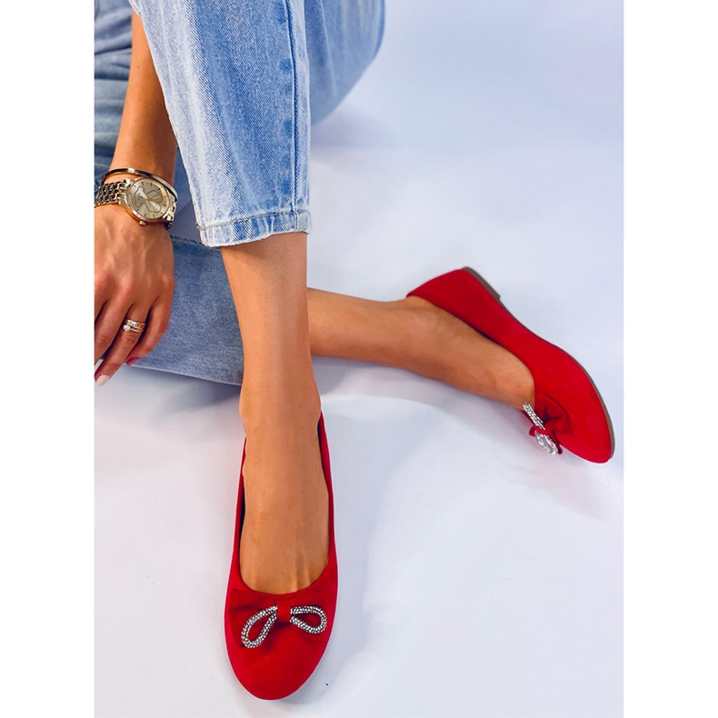Benoit Red bow suede ballerinas 2