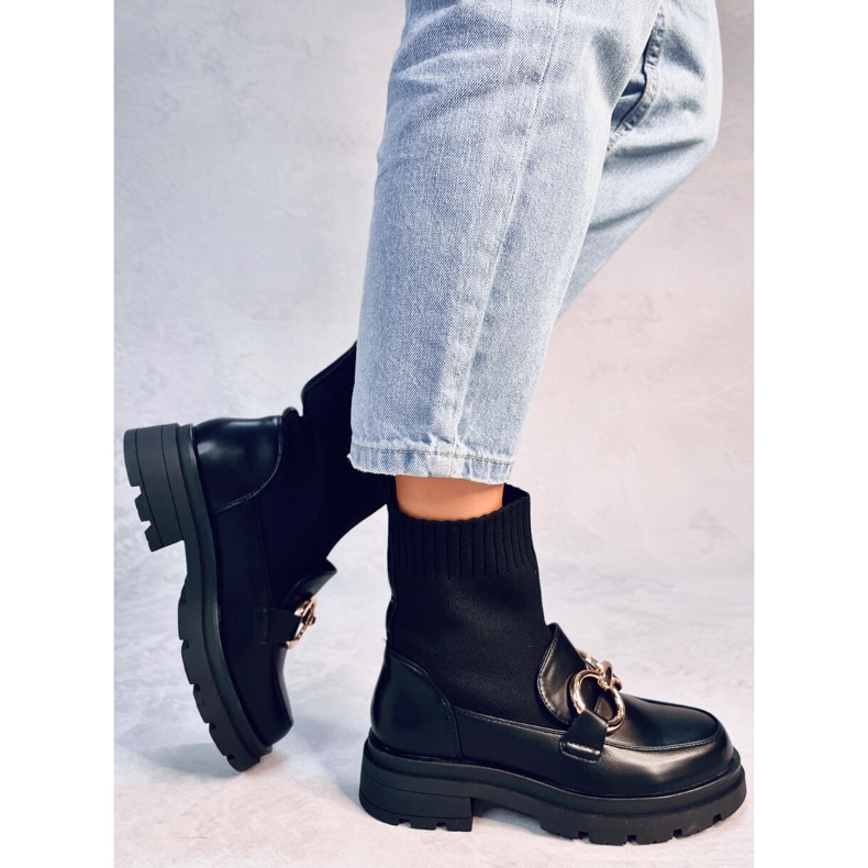 Tone Black sock upper ankle boots 1