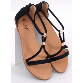 Leehom Black suede sandals for women 1