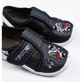SHELOVET Velcro slippers for boy 3F dinosaur black 2