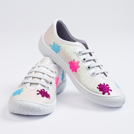 SHELOVET 3F children's slip-on glossy white sneakers multicolored 1