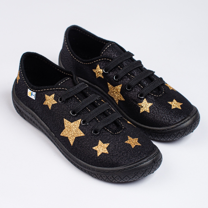 SHELOVET Black children's slip-on sneakers with 3F stars 1 SHELOVET Black children's slip-on sneakers with 3F stars 1