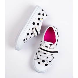 SHELOVET Girls' white sneakers with polka dots 3F 1