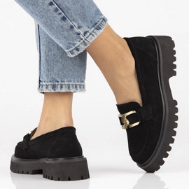 Filippo DP4916 leather suede loafers on the platform black 2