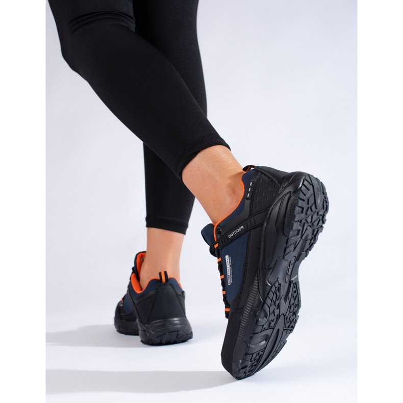 Women's outdoor trekking shoes DK navy blue and black 2