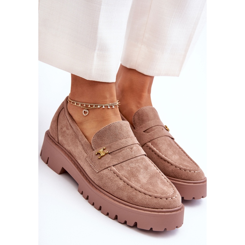 PS1 Suede Loafers With Brown Esperta Embellishment 2