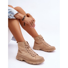 PS1 Women's Suede High Top Sneakers Dark Beige Eleamia 1