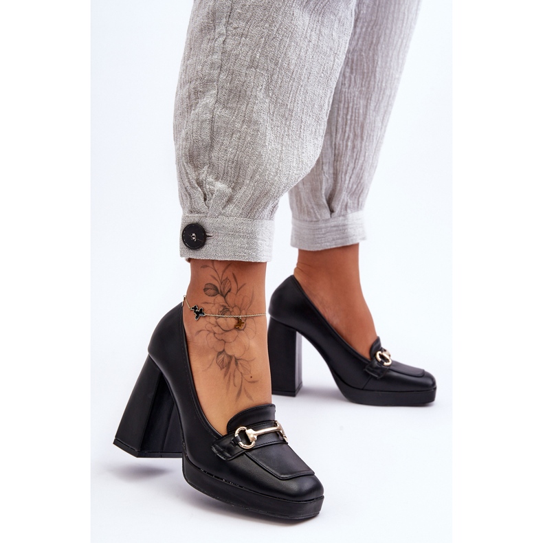 Fashionable Leather Pumps Black Rouse 1