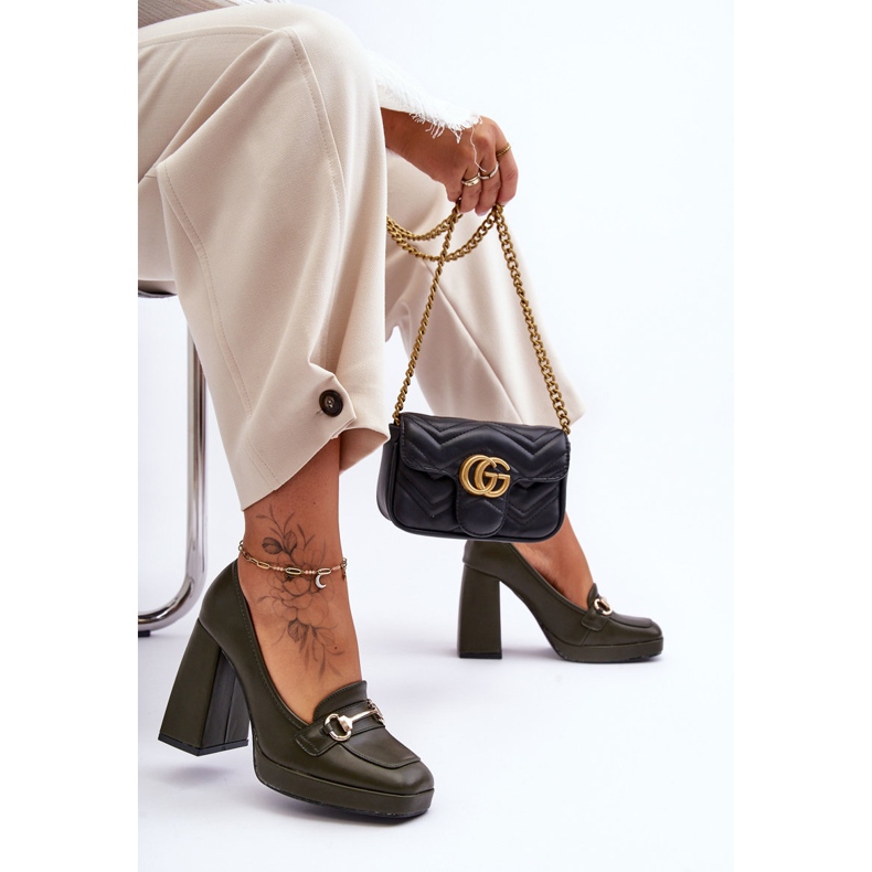 Fashionable Green Rouse Leather Pumps 1