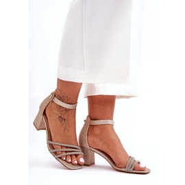 Glossy Heel Sandals Golden Enenor 5