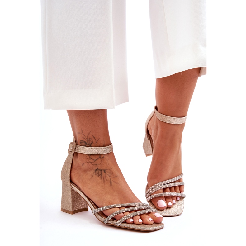 Glossy Heel Sandals Golden Enenor 6