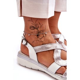 Women's Leather Sandals S.Barski 97619 Silver 5