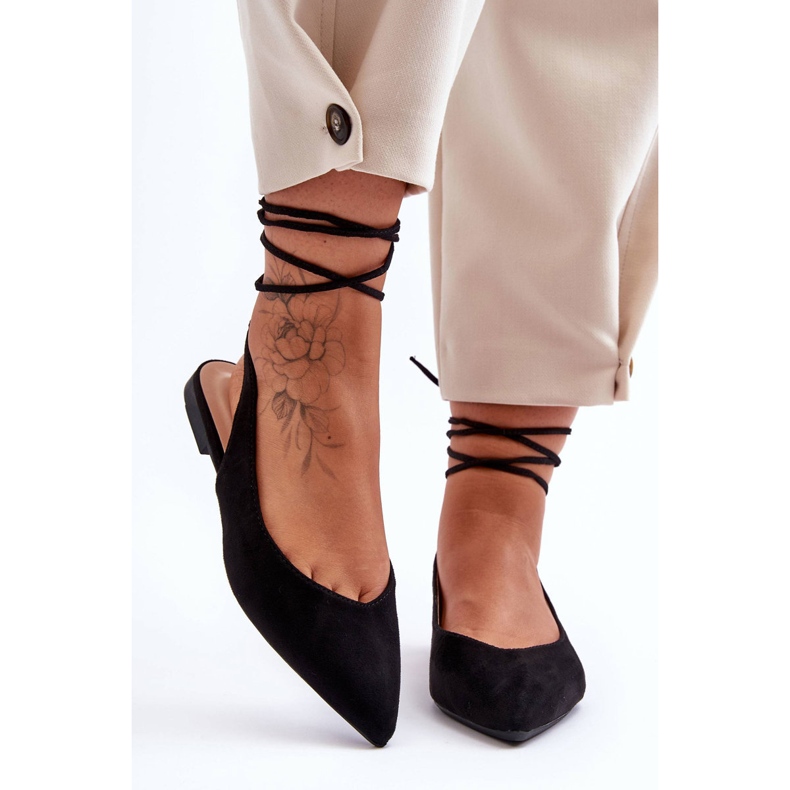 PG1 Women's Suede Lace Up Ballerinas Black Lilly Ann 2 PG1 Women's Suede Lace Up Ballerinas Black Lilly Ann 2