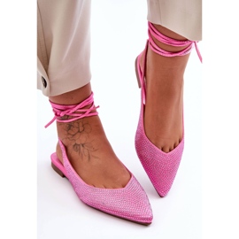 PG1 Lace-up Women's Ballerinas Embellished with Studs Pink Jange 1