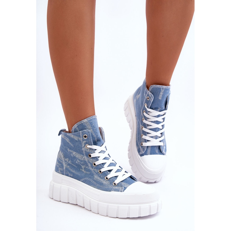 PS1 Women's High Textile Sneakers Blue Degas 1