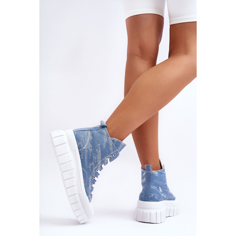 PS1 Women's High Textile Sneakers Blue Degas 2