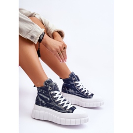 PS1 Women's High Textile Sneakers Navy Blue Degas 2 PS1 Women's High Textile Sneakers Navy Blue Degas 2