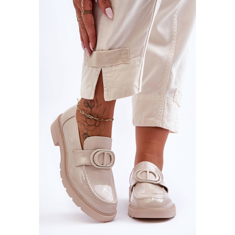 PG1 Lacquered Platform Loafers Beige Jarren 2