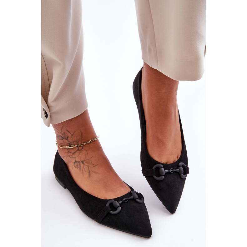 PG1 Suede Ballerinas With Black Noldaia Decoration 2