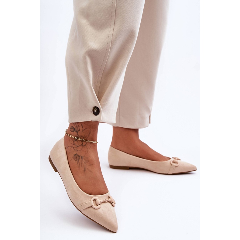 PG1 Suede Ballerinas With Beige Noldaia Decoration 1