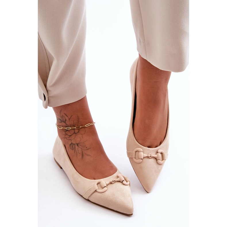 PG1 Suede Ballerinas With Beige Noldaia Decoration 2